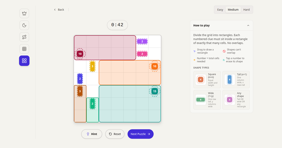 Play Unlimited Rectangles | Infinite Puzzles